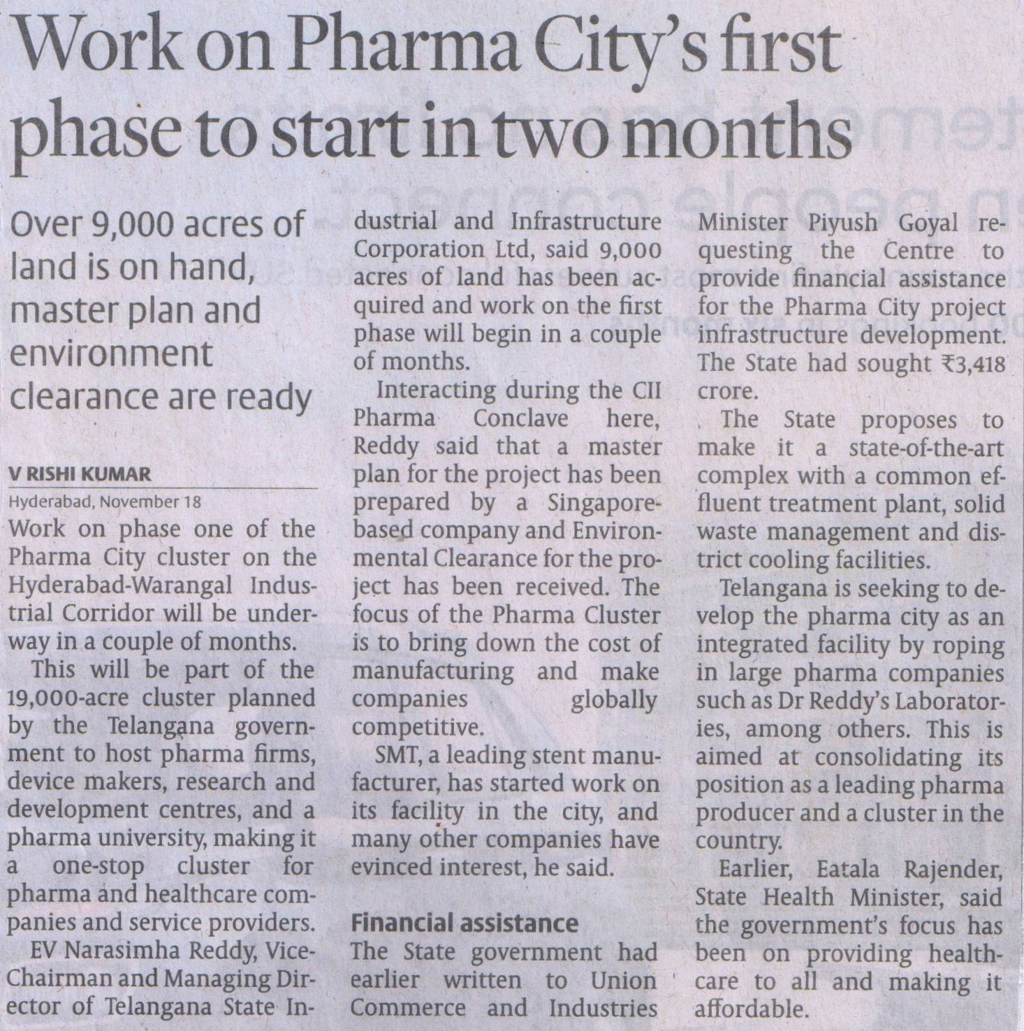 wrok on pharma city first